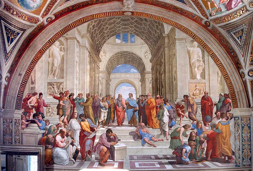 Raphael’s School of Athens fresco in the Raphael Rooms